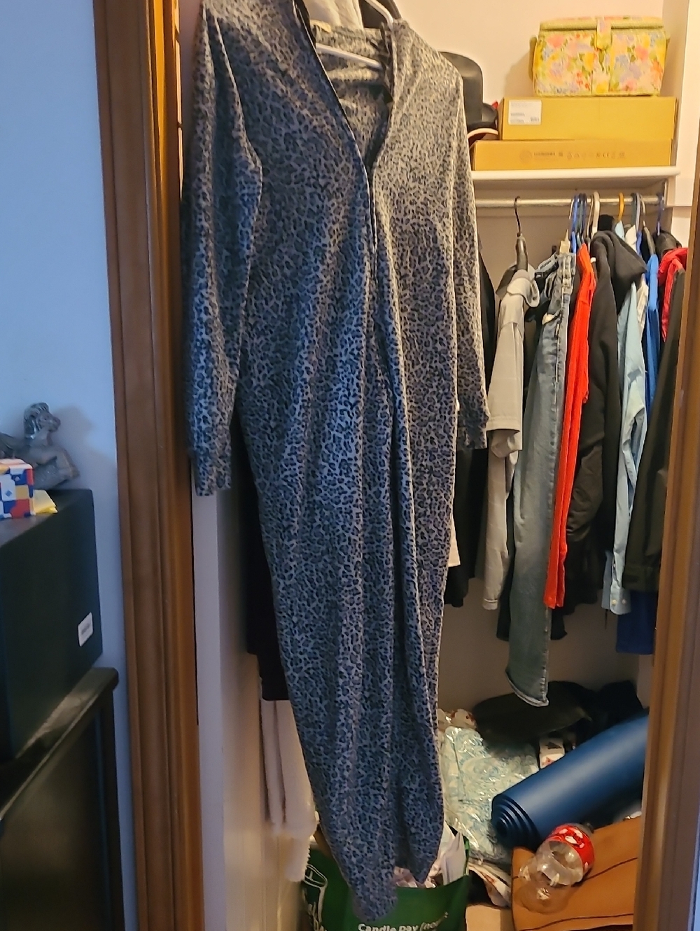 Ardene Grey Leopard Print Hooded Onesie